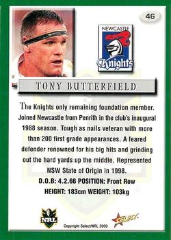 2000 Select #46 Tony Butterfield Back